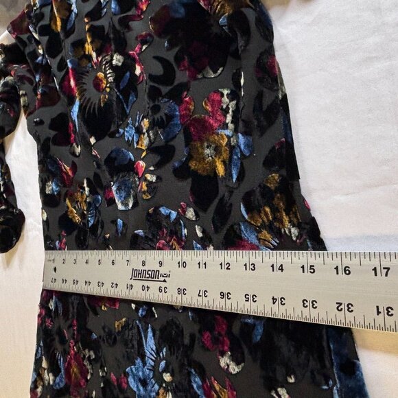 Mevisto Womens Black Multicolor Burnout Velvet Floral Long Sleeve Shift Dress - Picture 6 of 9